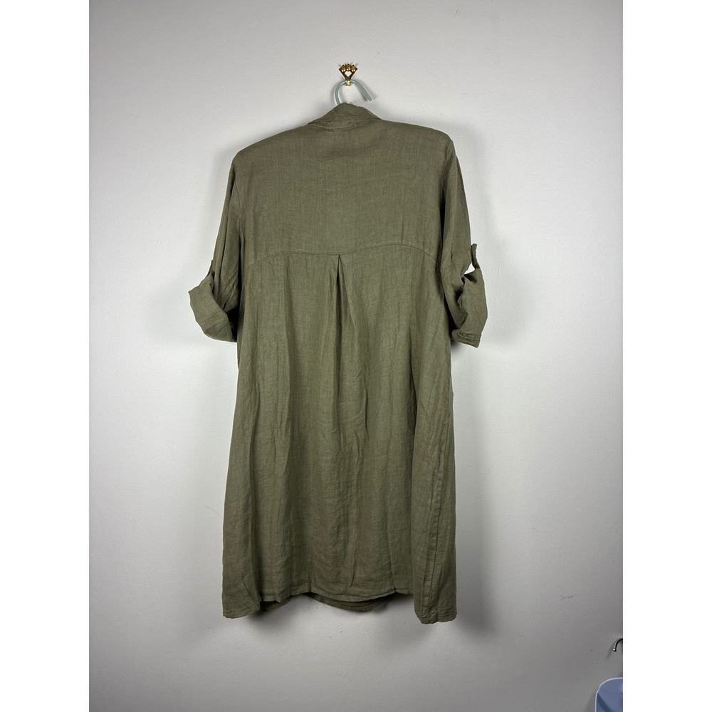 Elena Baldi linen dress M Green Made in Italy NWT minimalist beach summer - Picture 5 of 7